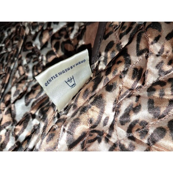 Tasha Polizzi Women's Collection Size L BrownFaux Swede Leopard Print Vest Jacke - Picture 13 of 13